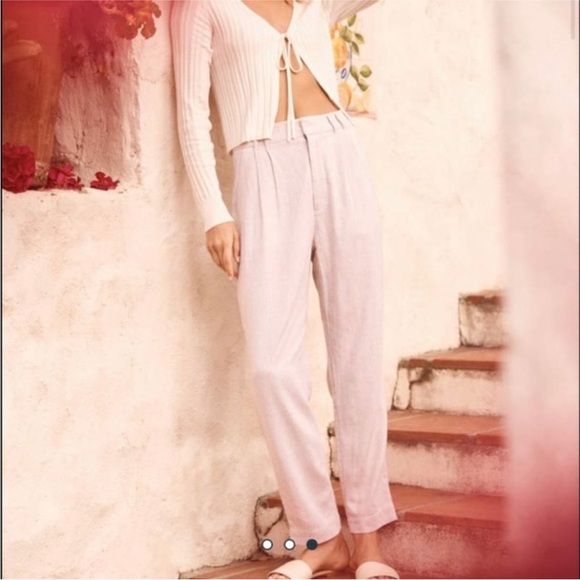 Abercrombie & Fitch Linen Plaid High Rise Trousers Pants Size XS - Picture 2 of 8